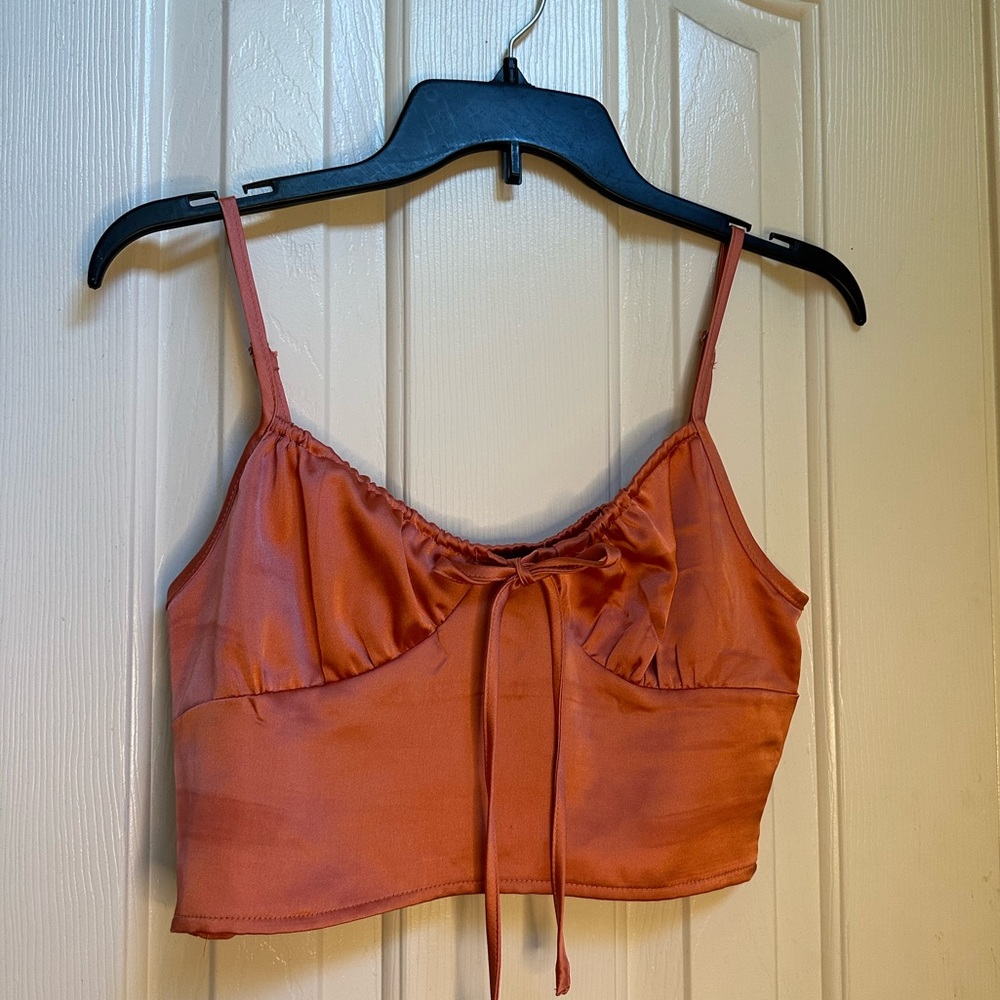Metallic Rose Gold Tied Tank Top